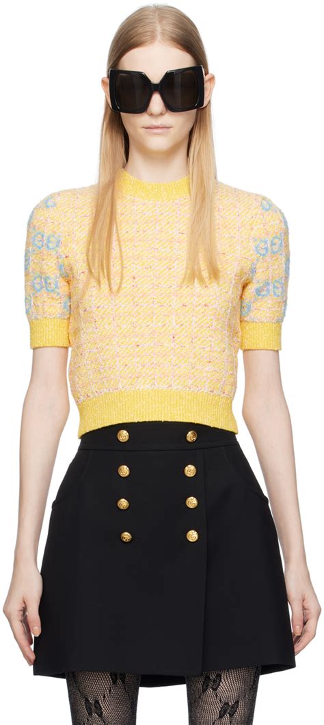 gucci intarsia sweater|Gucci: Yellow GG Intarsia Sweater .